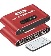 HDMI Switch 3 in 1 Out, 4K@30Hz HDMI Selector with Remote Control, 3 Ports HDMI Switcher, Perfect...