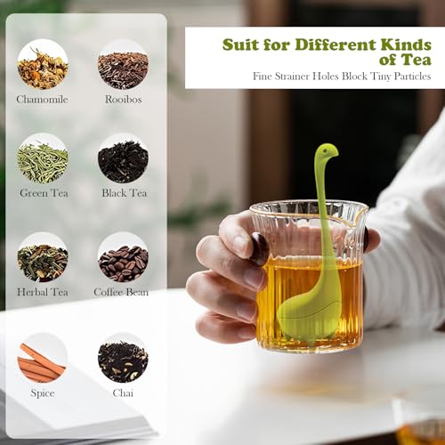 Image of Tea Strainer Infuser - Cute Dinosaur Design, Easy-to-Clean | Food-Grade Silicone Tea Filter for Loose Leaf, Great Gift for Tea Lovers
