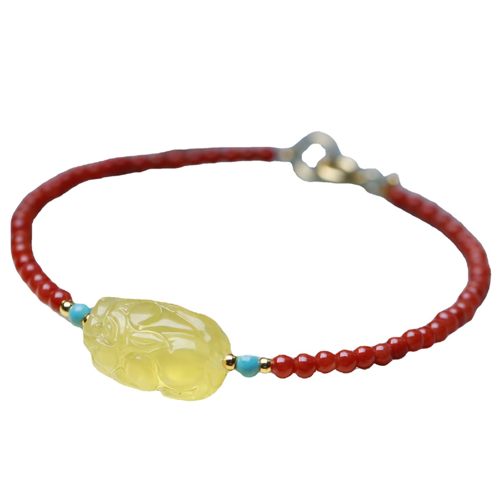Nzpost Women's Red Crystal Bracelet,Agate Bracelet, Men Natural Gemstone Agate Bracelet Pixiu Amulet Good Lu
