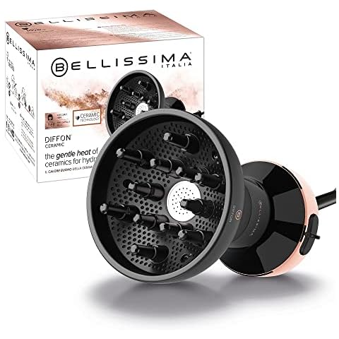Bellissima Ceramic Diffon Hot Air Diffuser for Curly Hair, 700 W, 2 Air/Temperature Combinations, Gentle Heat Technology, Frizz-Free Curls Equipped with UK plug Cover