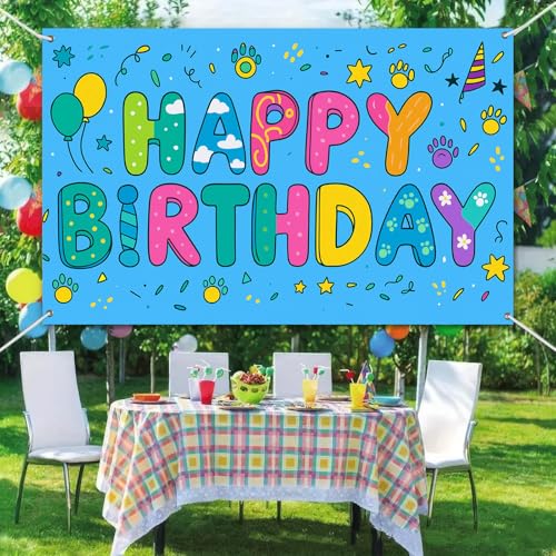 Image of HOMETITUTE Cute Paw Print Happy Birthday Banner 71x43 Inch