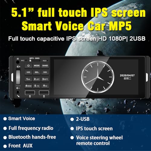 Radio para auto 5.1 pulgadas pantalla táctil Bluetooth miniatura 2