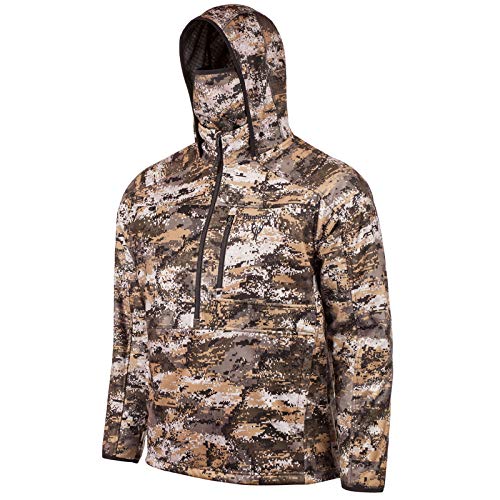 Huntworth Men's Heavy Weight Windproof Soft Shell ½ Zip Jacket, Scent Control, Disruption Camo