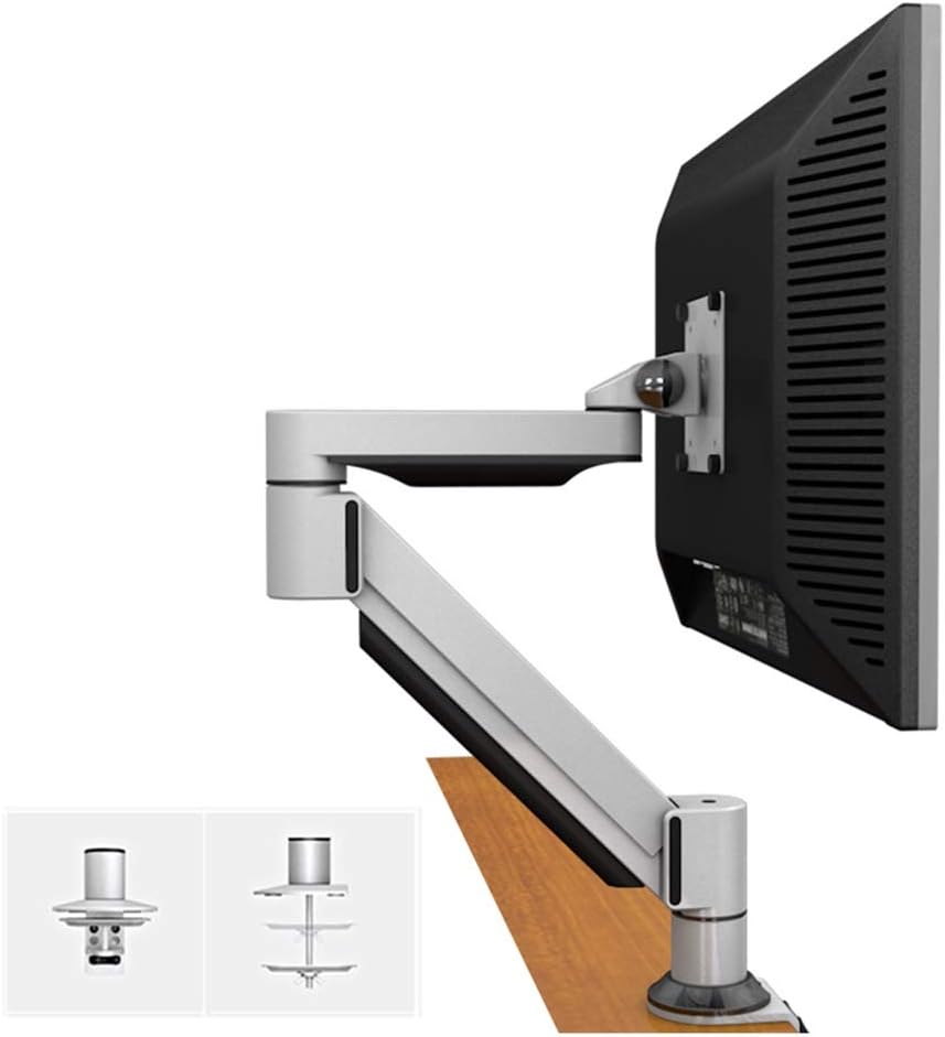 AYY Monitor Mount Monitor Stand, Desktop Full Motion Rotating Monitor Arm with Gas Spring, Suitable for 13-24 Inch Monitor 6.6-17.6lb/3-8kg, C-clamp/Grommet Base