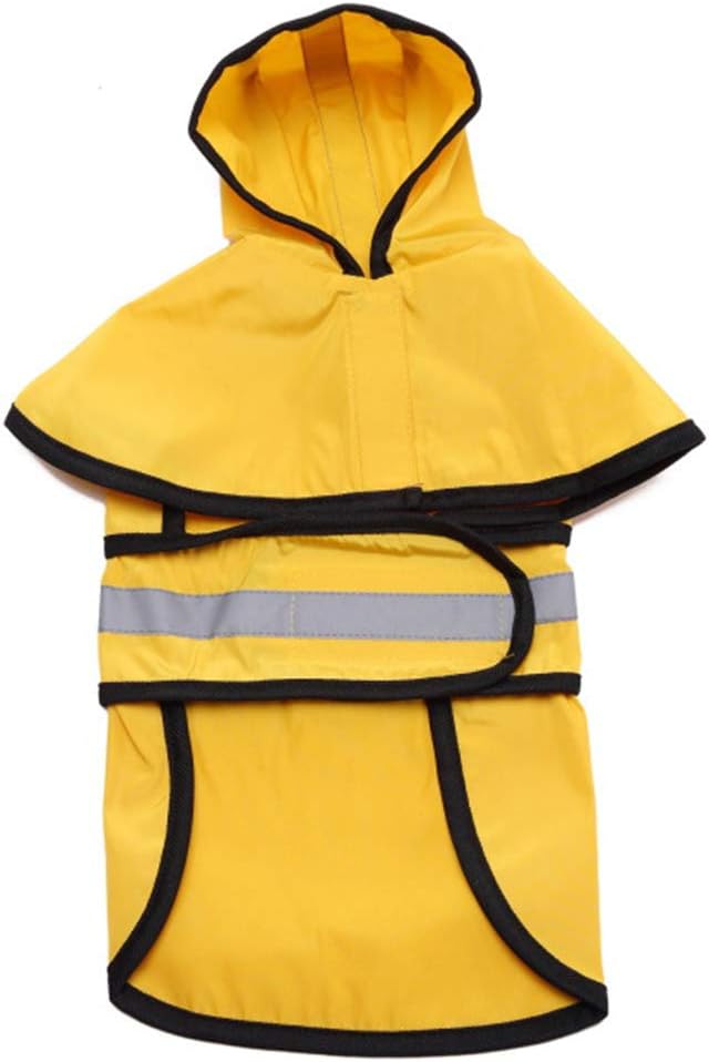 Dog Raincoat for Medium Dogs Waterproof Pet Dog Rain Jacket Poncho with Visibility Safety Strip Reflective Cloak (Yellow X)