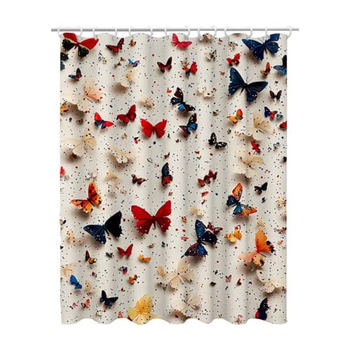 Rideau de douche 180x200 beige en polyester lavable avec 12 crochets - 2