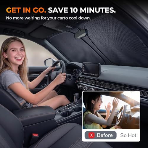 Image of [2026 Upgraded] DooGooCoo Windshield Sun Shade for Honda Accord 2023-2025 2026 [Cooling Ice-Crystal, 100% Sun Block ] Sunshade for Car Windshield for Honda Accord Sun Shade, Custom Fit for Accord.