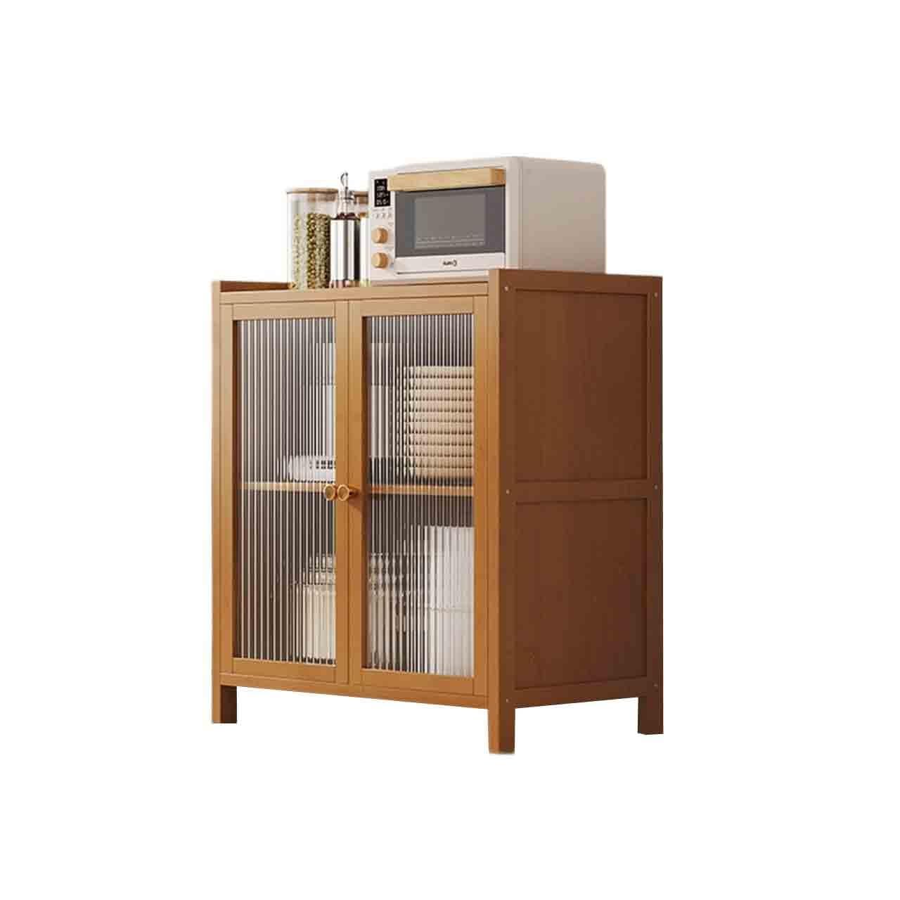 Cucina Credenza a parete con contenitore integrato in stile retrò, multifunzionale in soggiorno, anta in vetro Cassettiera