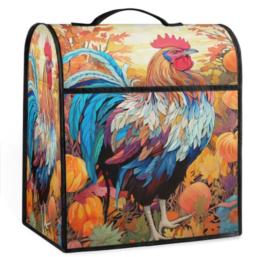 Coffee Maker Cover Rooster Pattern Kitchen Appliance Covers Small Appliance Covers Blender Cover Juicer Cover Dust Covers for Kitchen Appliances with Top Handle and Pockets,Washable,C523