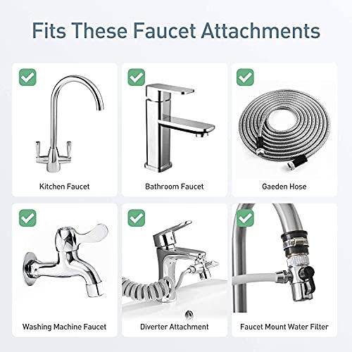 CozyHouse 5PCS Kitchen Sink Brass Aerator Adapter Set, Male Female Sink Faucet Adapter for Garden Hose, Water Filter, Standard Hose via Diverter