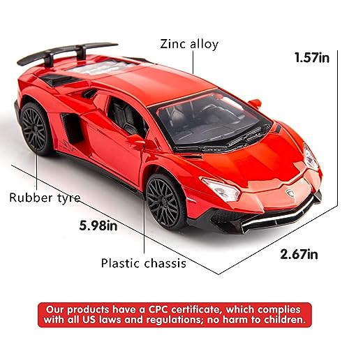 Image of WireScorts Exclusive Alloy Metal Pull Back Die-cast Car 1:32 Lamborgini LP750-4 Diecast Metal Pullback Toy car with Openable Doors & Light, Music Boys Gifts Toys for Kids (LP750-4 - Black)