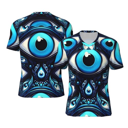Stylish Athletic Sports Jersey Turkish-Blue-Evil-Eye-Bead Men's Rugby Jersey Large