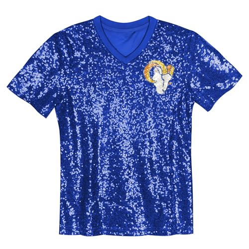 Outerstuff Girls Youth Puka Nacua Royal Los Angeles Rams Sequin V-Neck Fashion Jersey2