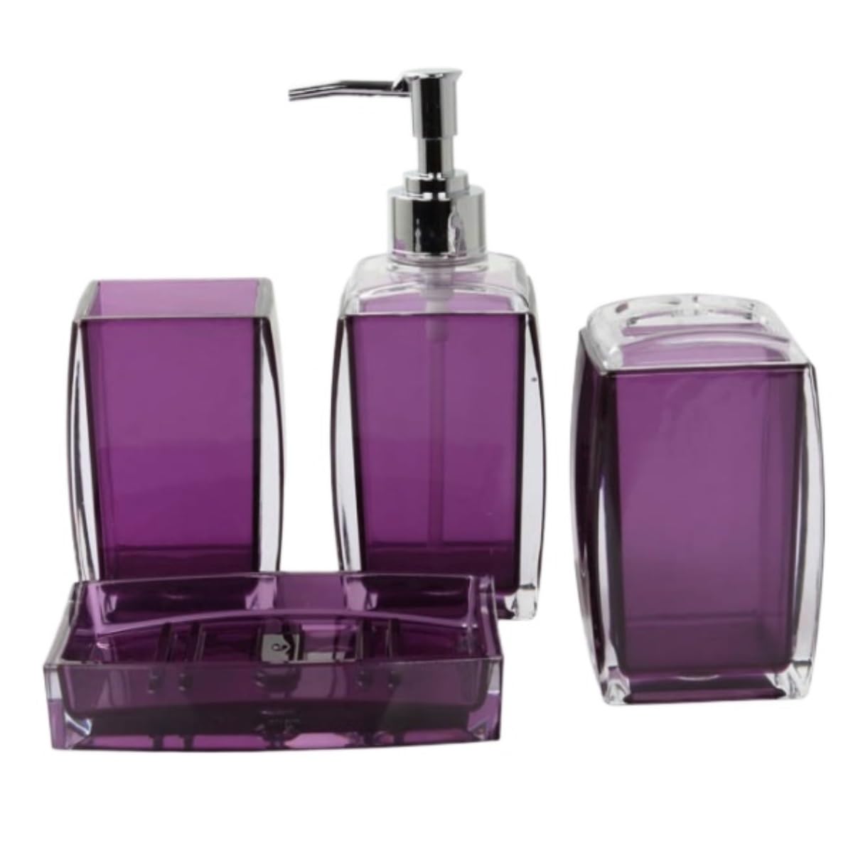 Lyvqzpwlr Purple Plastic Lotion Soap Dispenser Set