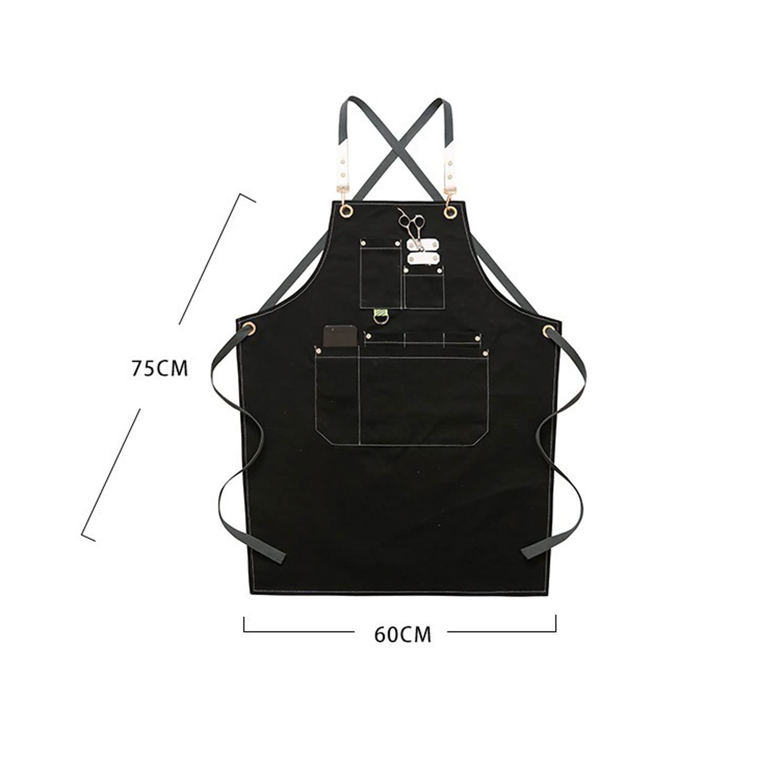 Delantal de Mezclilla para Trabajo, Ropa de Trabajo para Hombres y Mujeres, peluquería, Tienda de té, floricultura, Restaurante, Cocina y repostería (Gris)