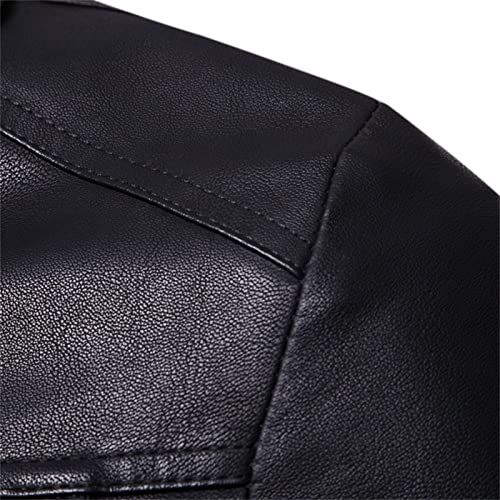 Maiyifu-GJ Men's Lapel Faux Leather Jacket Casual Vintage Pu Leather Jackets Lightweight Zip Up Biker Motorcycle Coat3