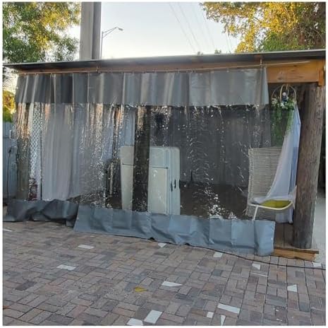 Waterproof Outdoor Tarp Curtains with Grommets - Durable PVC Plastic Side Panels for Pergola, Patio, Porch, Garden Privacy Screen - 4x3m Weather-Resistant Partition