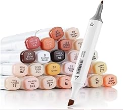 like it Alcohol Markers Skin Tone & Hair Art Markers, Dual Tip Chisel&Fine Art Portrait Hair Perfect for Professional & Adults,Comic, Anime, Manga, Illustration (Skin Tone Marker Set of 24)