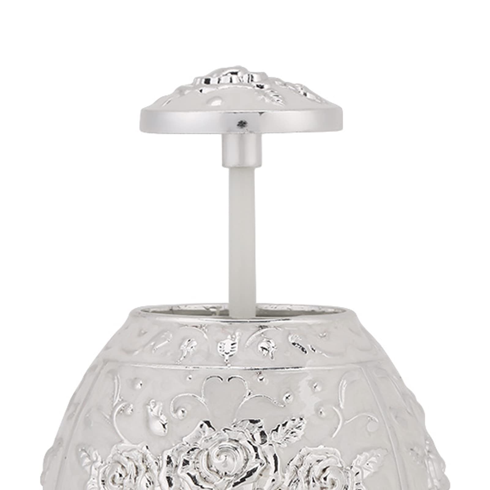 Metal Zinc Alloy Toothpick Holder, Flower Pattern Hand Press Dispenser, Toothpick Container, Toothpick Holder for Desk (Silver White Silver Flower)