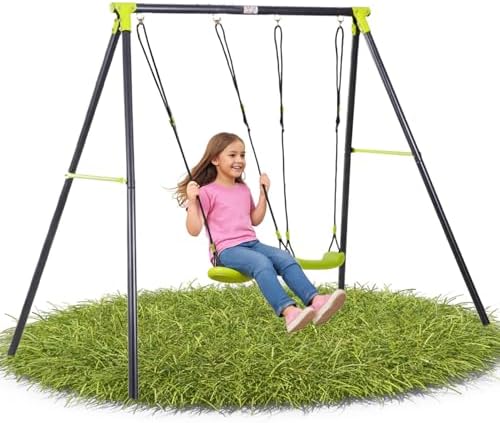 Portique Pour Balançoire Enfant Extérieur – 200 Kg, Structure A Avec Basket, Jaune/bleu