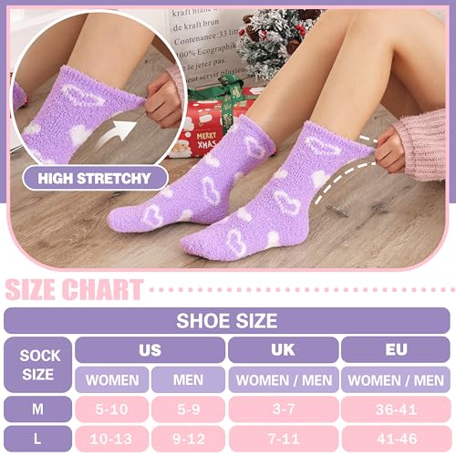 Image of Fuzzy Slipper Socks Thick Fluffy Warm Winter Cozy Plush Soft Sleep Home Socks for Women Men