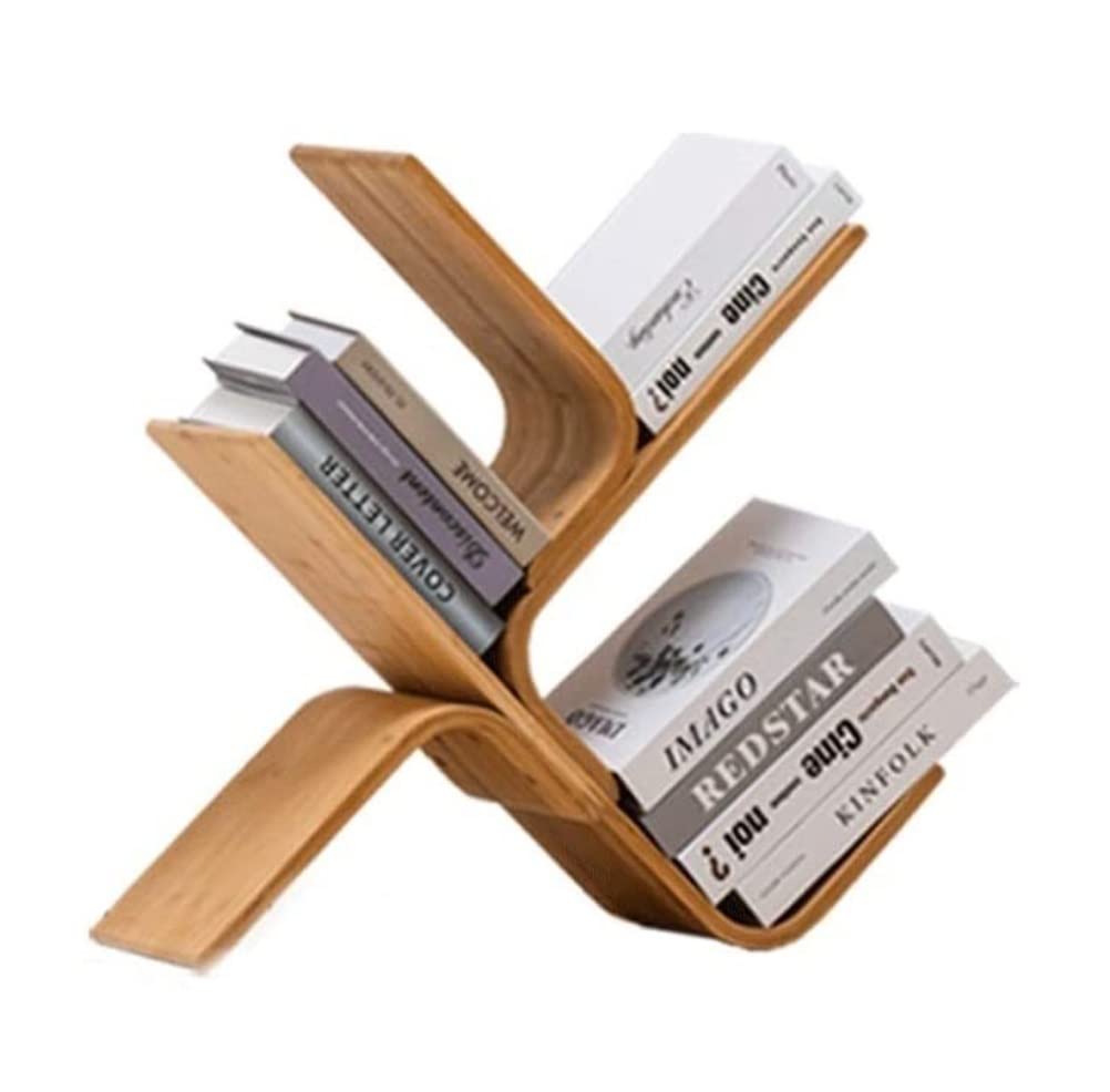 Estantería para Libros Oficina Estantería De Bambú Libros Curvada En Forma Árbol 3-6 Estantes Piso para Estudiantes Estante Almacenamiento Pequeño Múltiples Muebles(3 Layers)