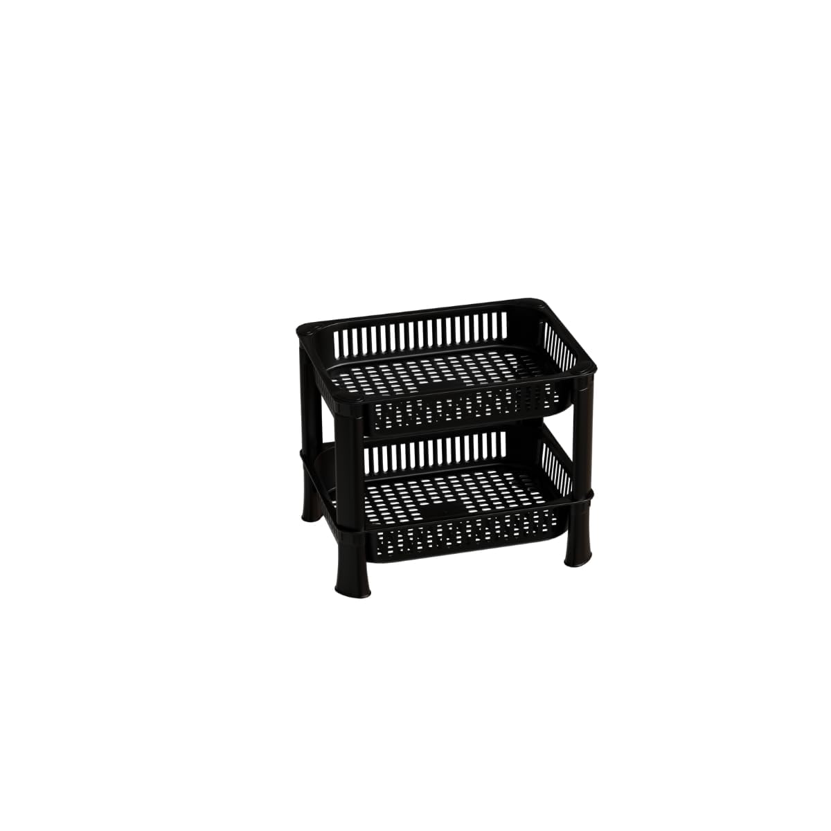 Multipurpose Plastic Storage Rack for Kitchen | Foldable Vegetable & Fruit Organizer Stand for Onion, Potato, Sabji | Countertop Multi-Layer Basket Rack for Home, (Black, 2 layer)-picture-12