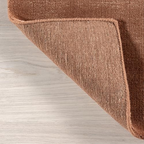 Image of Nuloom Speckled Brick Solid Flatweave Wool Area Rug, 4' x 6' | Nuloom Speckled Solid 4' x 6' Wool Area Rug for Living Room Bedroom Dining Room, Brick