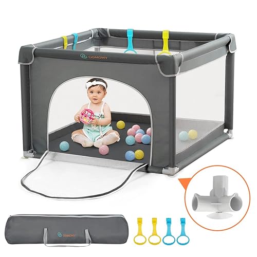COMOMY Corrales de juegos para bebés y niños pequeños, centro de actividades para bebés seguros y antideslizantes, diseño de malla completa, centro