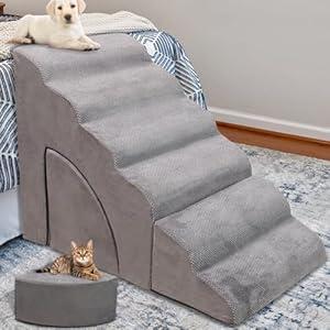   Foam-Dog-Stairs-Steps-Ramps-for-High-Beds-30-36-inches-High-Tall-LitaiL-6-Step-Pet-StairsSteps-for-High-Beds-30-inch-Large-Dogs-Non-Slip-Dog-Ramps-for-Small-Dogs-for-Older-DogsCats-Injured