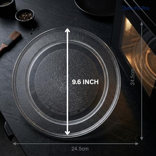 Image of Microwave Oven Glass Turntable Plate /Tray Plain Bottom Replacement Compatible with LG, IFB 17L /19L /20L, Godrej, Whirlpool, Bajaj, Morphy Richards, Microwave Ovens, (Size 24.5cm /9.6 inch)
