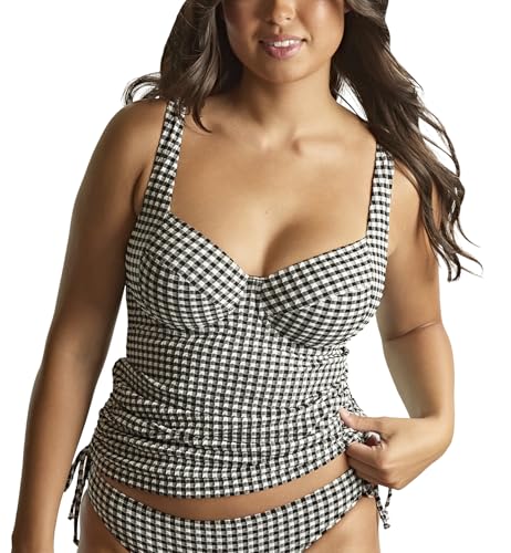 Panache Women's Iris Balcony Tankini Top – Non-Padded, Adjustable Straps, Sustainable Gingham Fabric