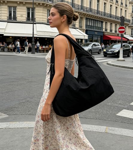 Bolso hobo para mujer, bolso tote elegante, bolso grande de hombro con cremallera, práctico bolso de nailon para trabajo, viaje y compras miniatura 2