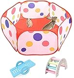 Tfwadmx Small Animals Cage Tent Hamster Foldable Exercise Playpen, Indoor/Outdoor Open Portable Fence with Seesaw for Rat Guinea Pig Rabbits Hamsters Chinchillas Gerbil Hedgehog