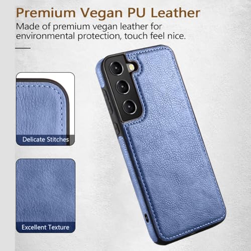 Image of KARWAN️ Genuine Leather Finish Samsung 25 Back Cover Case |Shockproof Design |Raised Edges for Camera & Screen Protection |Super Soft - Touch |Leather Case for Samsung 25 (Blue)