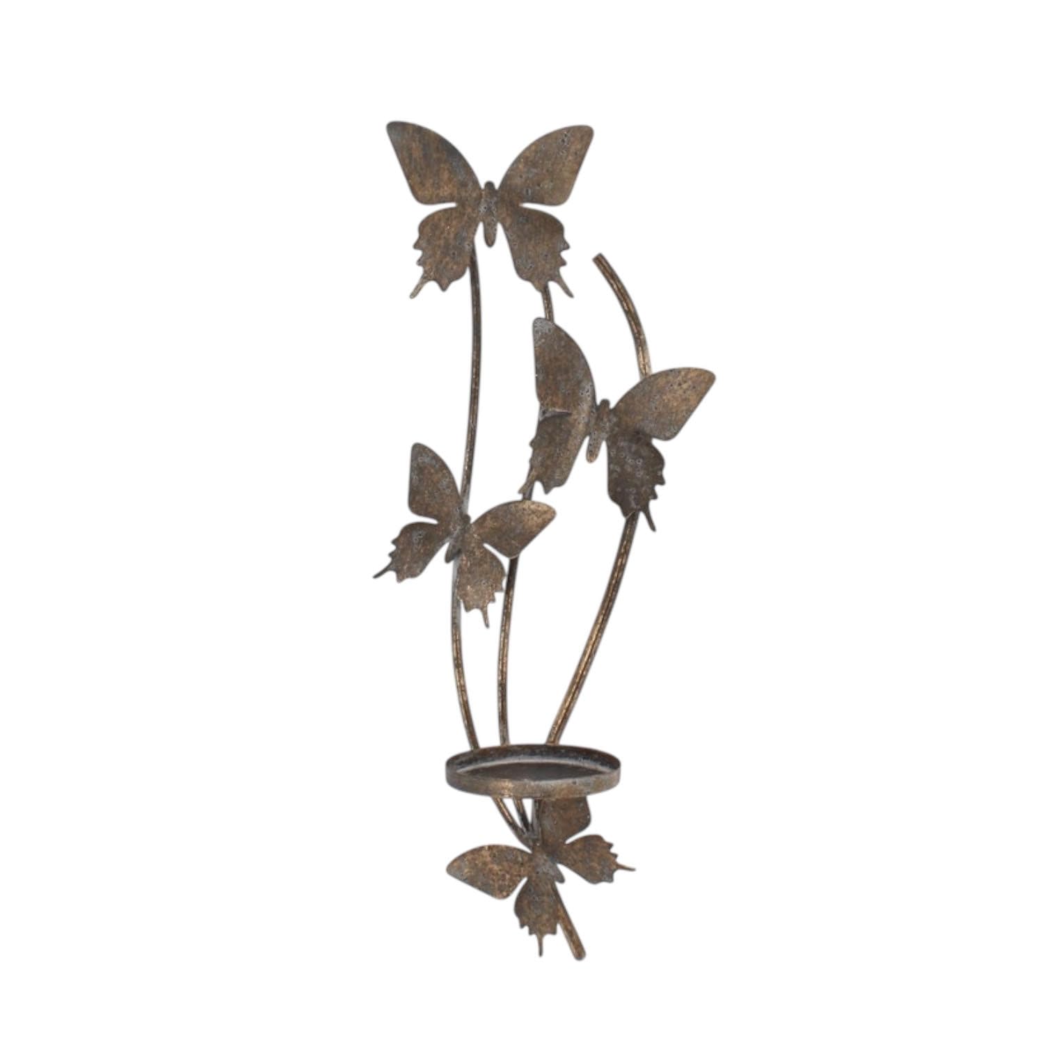 Acaciahome Gold Elegant & Sophisticated Butterfly Wall-Mounted Candle Holder – Luxurious Metal Art Deco Sconce With Intricate Wings Design For Home, Living Room, Or Bedroom Wall Décor & Gift (50Cm)