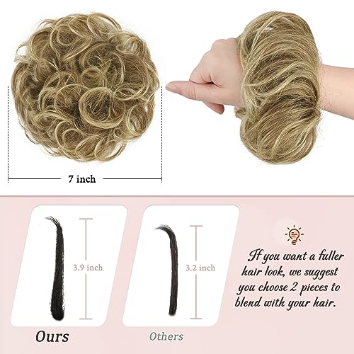 RUWISS Messy Bun Hair Piece 100% Human Hair Messy Rose Bun for Women Real Hair Scrunchies Updo Hairpieces Hair Chignon Extension(Blonde Mixed Light Blonde) - Image 4