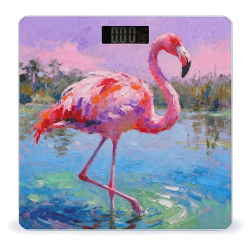 Báscula digital de baño Tropical Flamingo con pantalla LCD miniatura 1