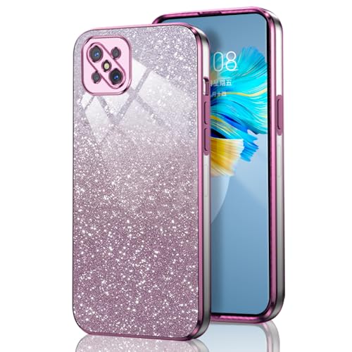 GOGME Glitter Cover per Oppo Reno 4Z 5G (Reno4 Z), Tlaio Elettrolitico Silicone TPU Antiurto Trasparente/Brillare Protective Custodia. Rosa