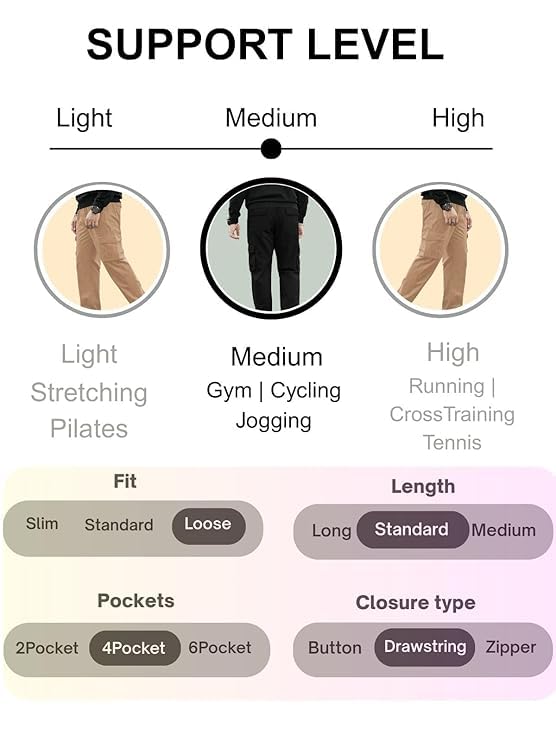 Image of GRECIILOOKS Men's Cargo Pants | 6 Pocket Cotton Cargo Joggers for Men | Loose Fit Stylish Pant with Pockets | Casual Baggy Trousers & Streetwear Lower