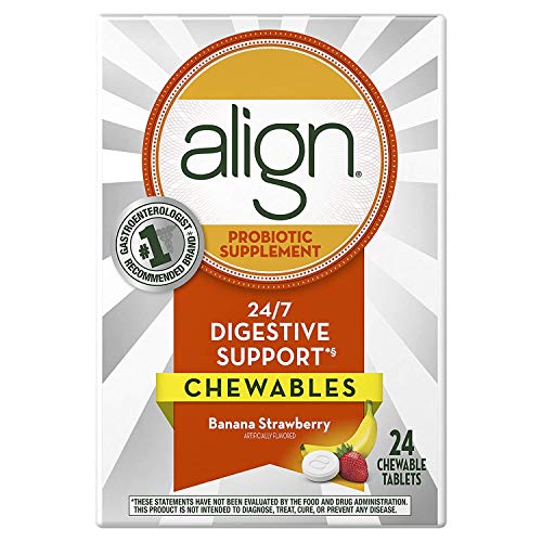 Align Probiotic Supplement Chewable Tablets Banana Strawberry Smoothie - 24 ct, Pack of 2