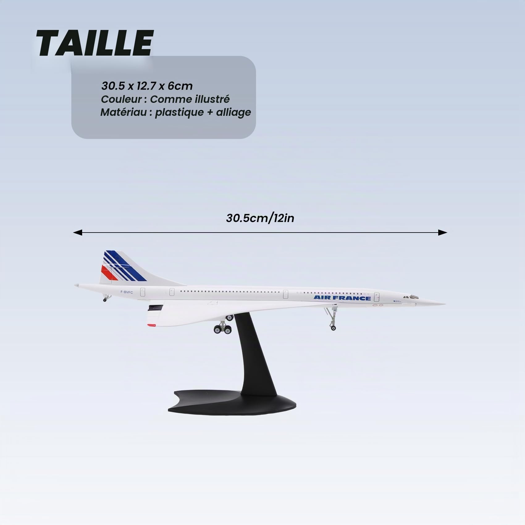 1/200 Concorde Sursonique Avion de passagers Air France Modèle pour , le bureau, la bibliothèque, la décoration