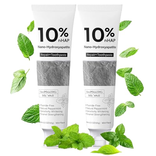10% Nano Hydroxyapatite Toothpaste 2 Pack Value Set (4.23oz Each) - Fluoride Free Enamel Repair...