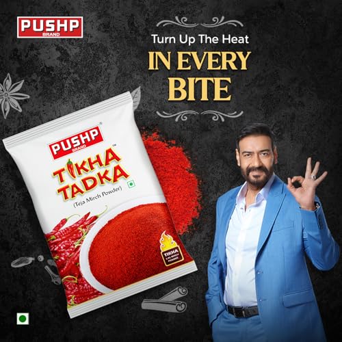 Image of Pushp Brand Tikha Tadka Mirch Powder | Red Chilli Powder 200gm | Extra Hot Lal Mirchi Powder with Natural Oils, Fine Teja Mirch Powder for Everyday Indian Cooking