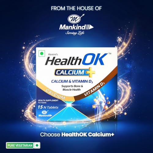 Image of Mankind Health OK Calcium Tablets with Vitamin D3 - Advanced Bone Density & Joint Mobility Support Formula - Compact Pack of 15 Tablets x Pack of 2