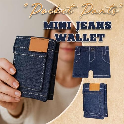 Pocket Pants Mini Jeans Wallet, Slim Compact Bifold Pocket Purse, Portable Retro Pants Style Wallet for Cards Keys or Cash, Small Travel Wallet (1pc)3