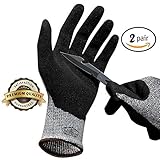 Hilinker Cut Resistant Gloves Highest Performance Knife Scissors Hands & Body EN388 Level 5 Protection Kitchen Work Safety Hand Protector Lightweight Durable Comfortable (2 Pairs)