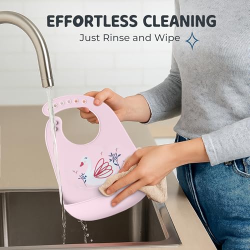 Silicone Baby Feeding Bibs – Waterproof, BPA-Free, Soft & Adjustable with Crumb Catcher – Easy to Clean3