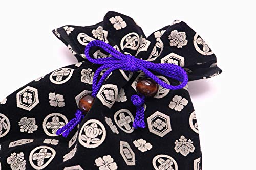 Matsumi Craft 4589513684151 Goshuin Book Holder, Inden, Family Crest, Black, 8.5 x 10.8 x 0.4 inches (21.5 x 27.5 x 1 cm), Drawstring Bag, Japanese Style4