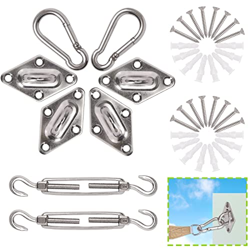 Hongway 40Pcs Sun Shade Sail Hardware Kit, 6 Inch For Triangle Rectangle Sunshade Sail Installation, 304 Anti-Rust Stainless Steel, Triangle Shade Sails Accessory For Garden Outdoors, Patio Lawn #TOP23